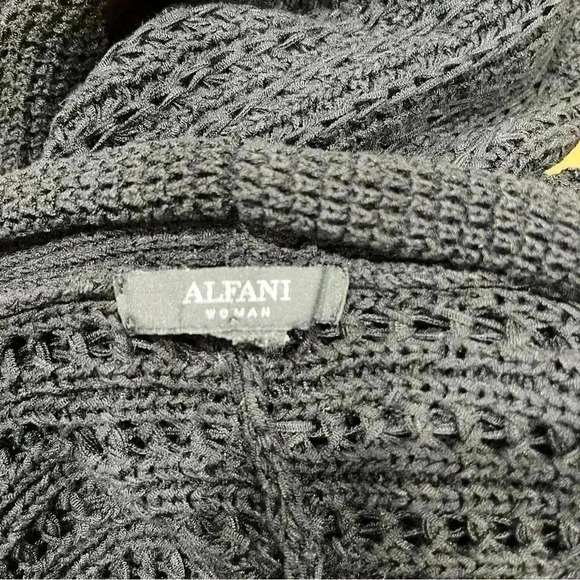 Alfani Open knit Black gathered cardigan type sweater, open front - Picture 9 of 9